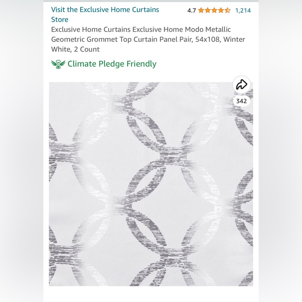4 Curtain Panels, Grommet Top, White & Silver Metallic, Lvl 2 Filtering, 108X54 - Picture 6 of 8